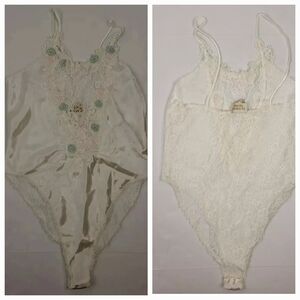 Vintage Victoria's Secret Lace Bodysuit Floral Embroidered Fairy Coquette Bridal